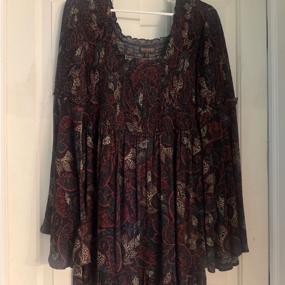 Shyanne Burgundy Multi Paisley Smocked Midi Dress